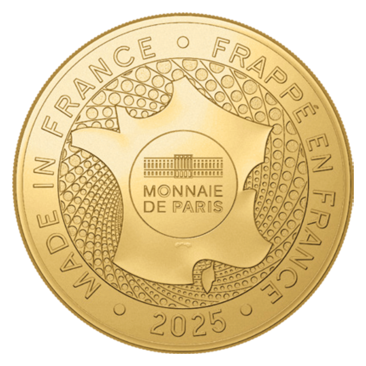 Revers du jeton touristique Puy du Fou – Monnaie de Paris, Made in France, millésime 2025