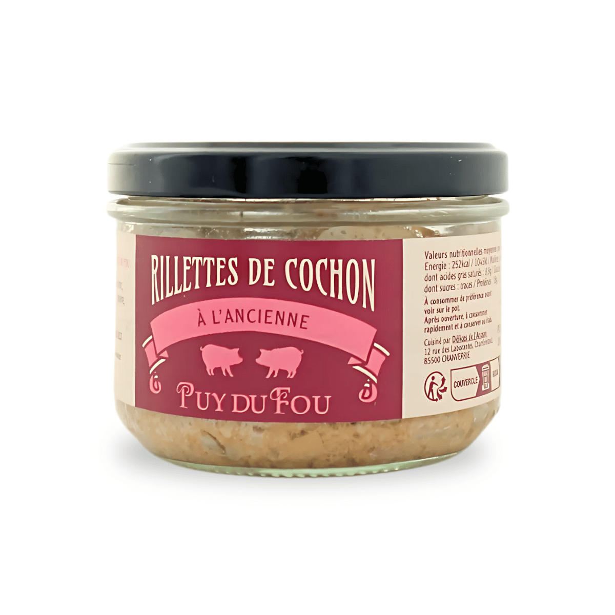 Rillettes de cochon à l'ancienne - produit de face 3/4