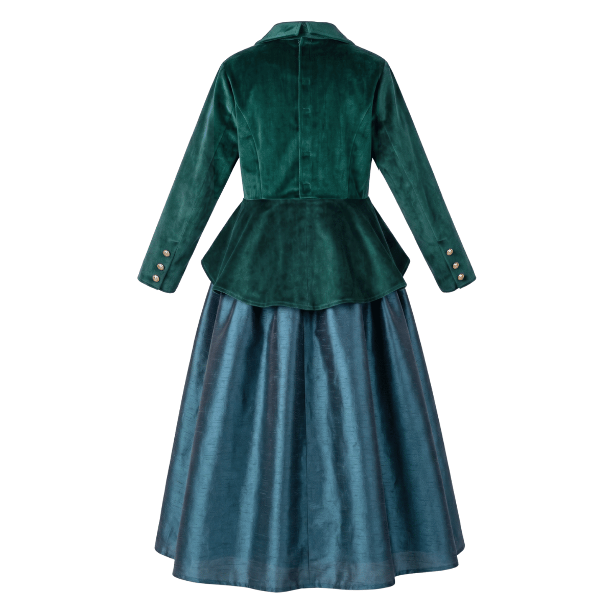 Dos de la robe déguisement Céleste Bulkeley enfant – fermeture Velcro – Le Dernier Panache Puy du Fou
