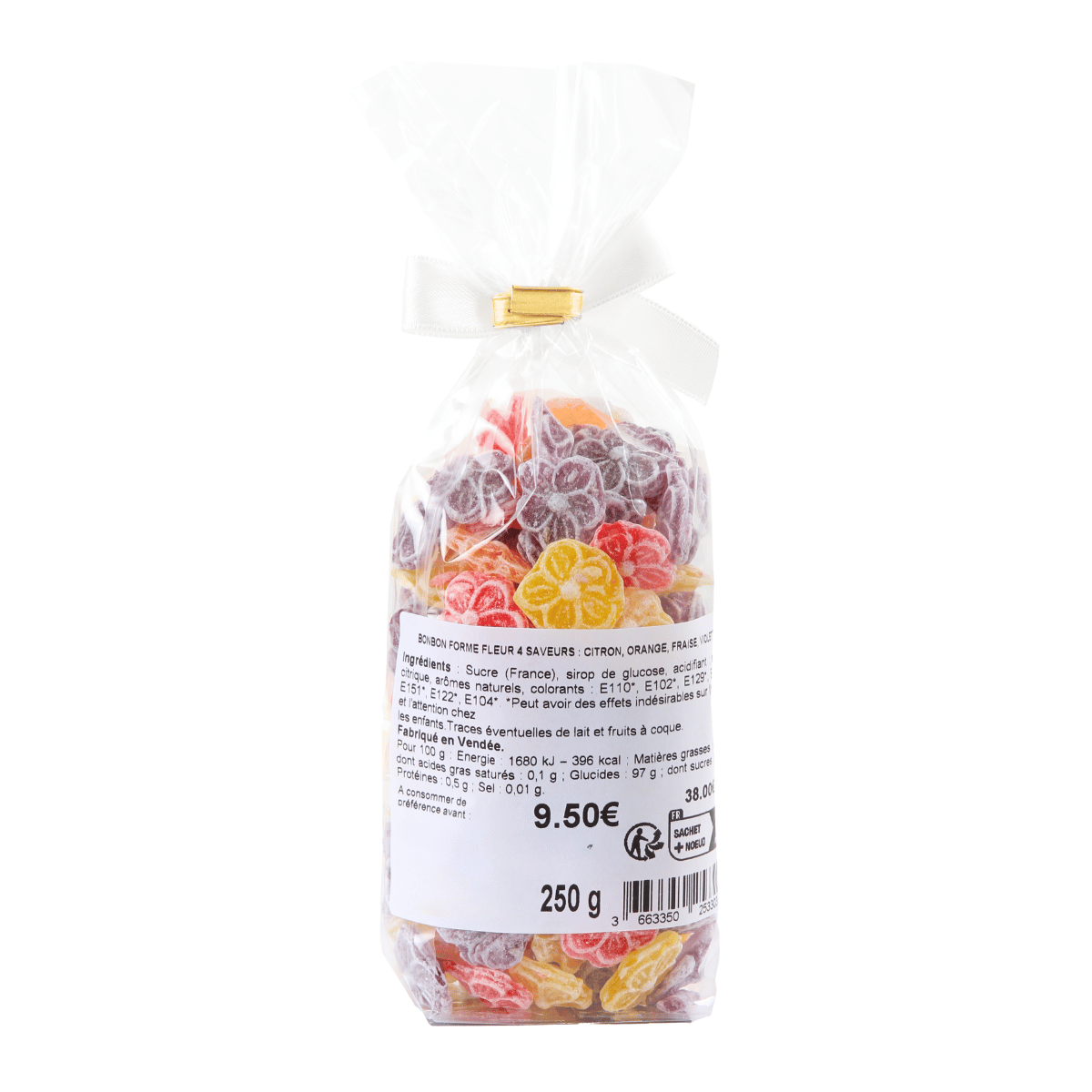 Sachet de bonbons pétales de fleurs - de dos