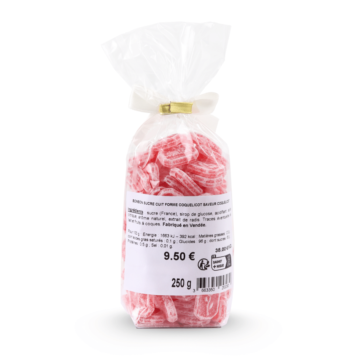 Sachet de bonbons saveur coquelicot - de dos