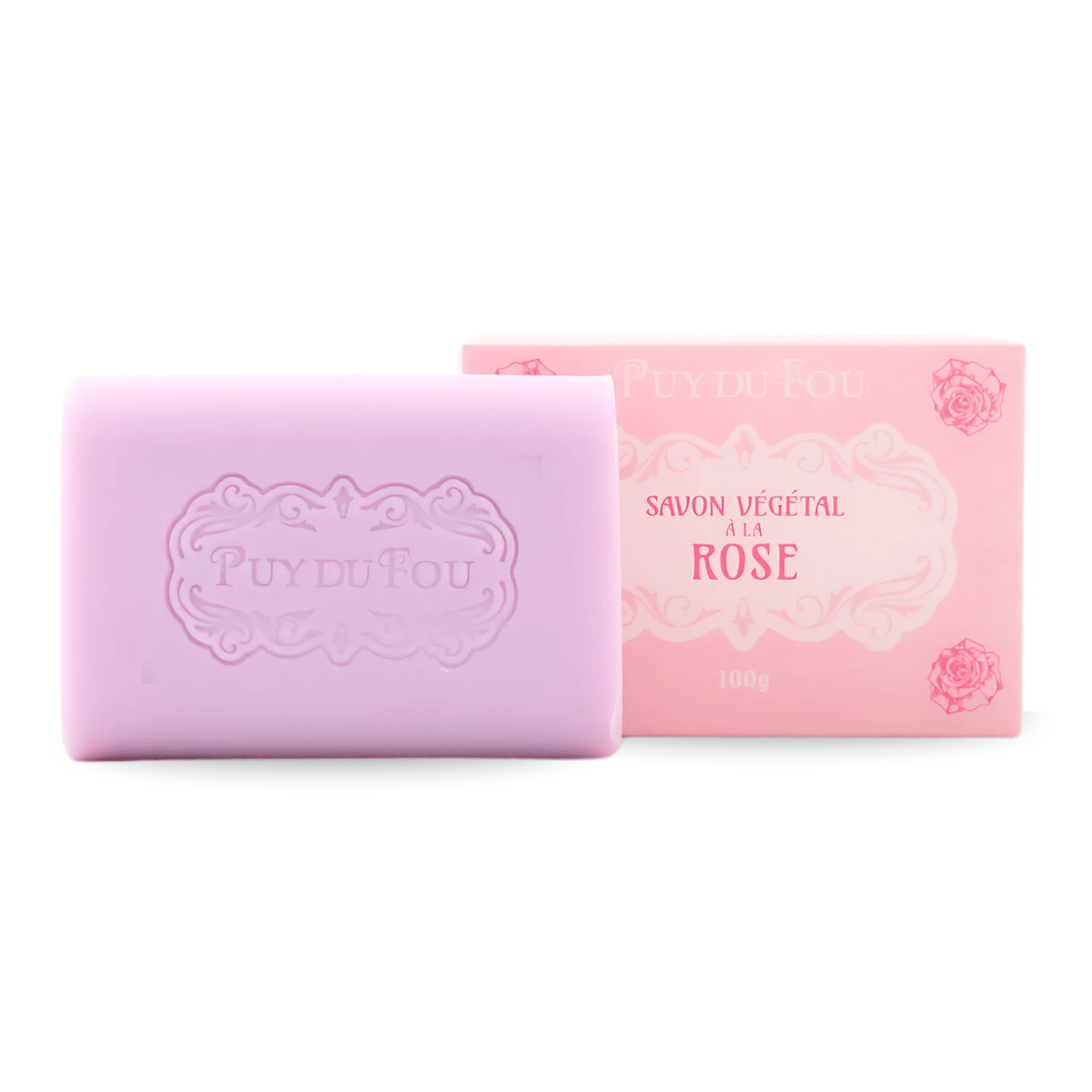 Savon végétal à la rose - boîte + savon sorti