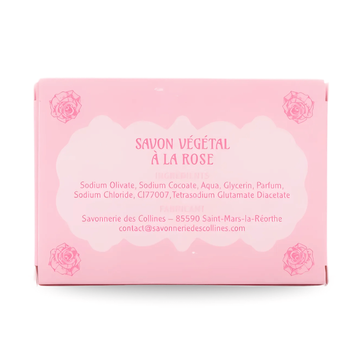 Savon végétal à la rose - boîte de dos