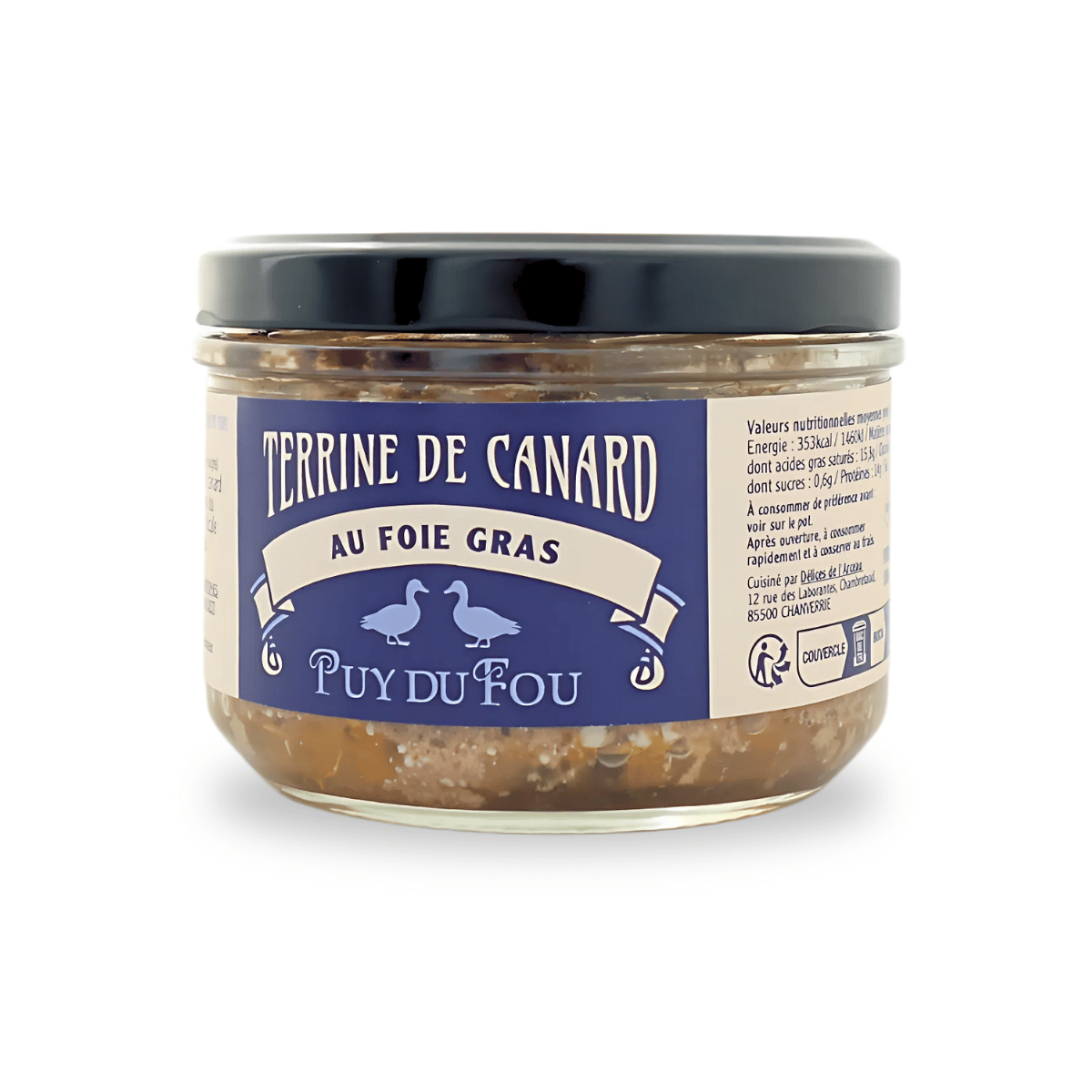 Terrine de canard au foie gras - produit de face 3/4