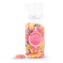 Sachet de bonbons pétales de fleurs - de face avec bonbons sortis