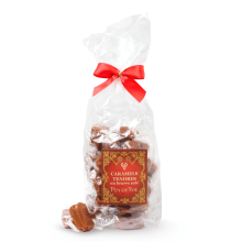 Sachet de caramels tendres au beurre salé - de face avec caramels sortis