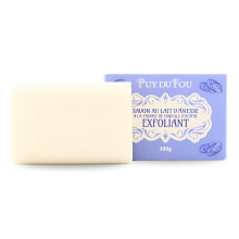 Savon exfoliant au lait d'ânesse et la poudre de coquille d'huître - boite avec produit sorti