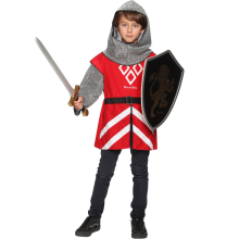 Tunique déguisement Tristan enfant - produit porté de face avec accessoires