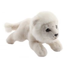 Peluche lion blanc allongé