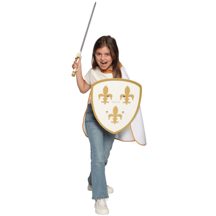Epée jeanne d'arc avec bouclier et cape portés