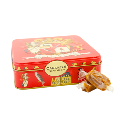 Boite de caramels tendre armoiries du Puy du Fou 