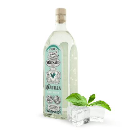 Mentilla menthe glaciale - bouteille de biais avec menthe et glaçons