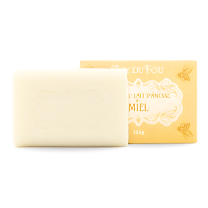 Savon au lait d'ânesse au miel - boite avec produit sorti