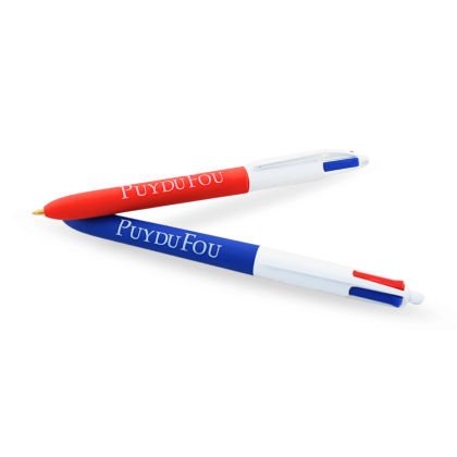 Duo de stylos 4 couleurs bleu et rouge