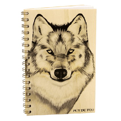 Carnet en bois tête de loup Puy du Fou