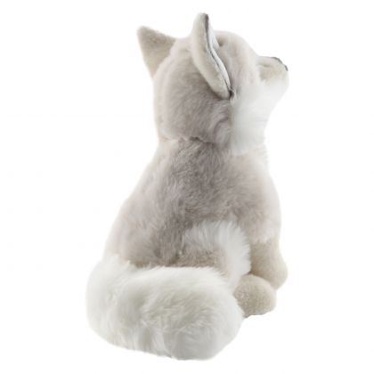 Dos peluche loup blanc assis