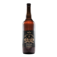 Bouteille de bière ambrée Viking de 75 cl, étiquette ornée de motifs vikings, sur fond blanc, boutique officielle du Puy du Fou.