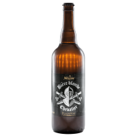 Bouteille de bière blonde Chevalier 75cl, étiquette ornée d'un emblème de chevalier et du texte descriptif, boutique officielle du Puy du Fou.
