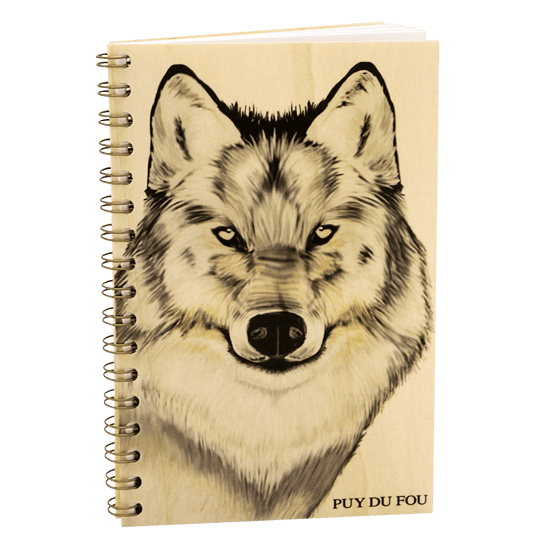 Carnet en bois tête de loup